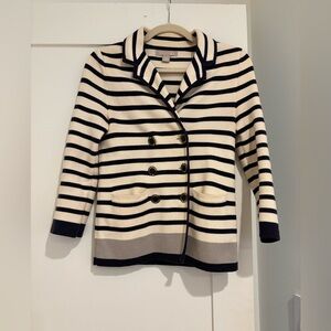 Banana Republic Navy and Cream Striped Cardigan Jacket